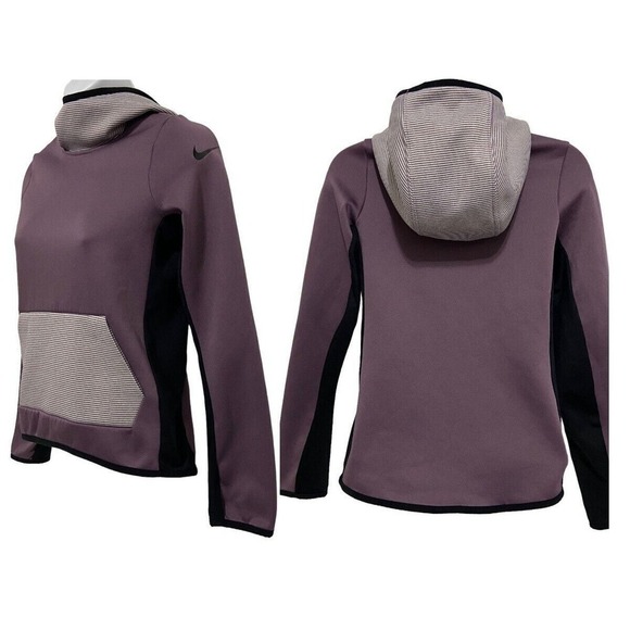 Nike Other - Nike Dri-Fit Girls Sweatshirt Hoodie Purple Black Striped Long Sleeve Size M